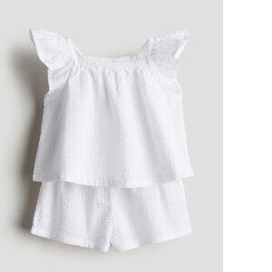 H&M 2-piece Set Top & Shorts White Baby 9-12M